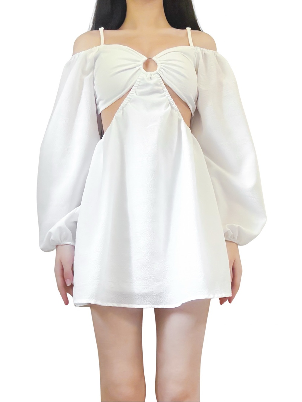 DIVIDED H&M Cutout Mini Dress White Size S EUC